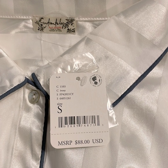 NWT Free People Pajama Party Sleep Pant Set Size Small Ivory Color - Picture 4 of 8